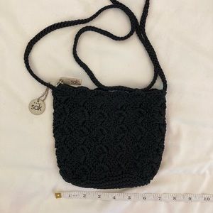 The Sak - Black Crossbody Crochet Bag w/ Zipper and Scallop Detail